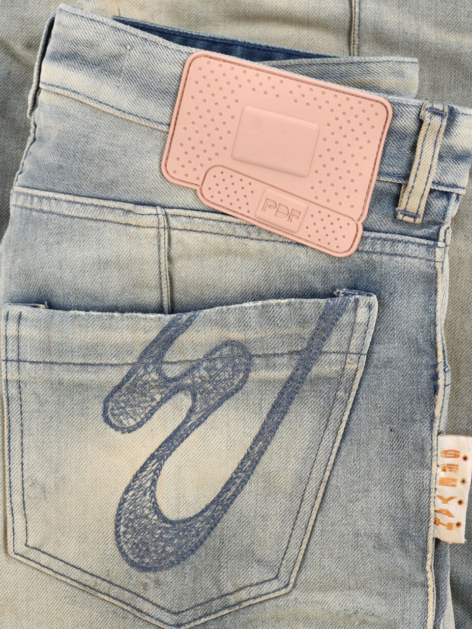 PDF di Domenico Formichetti Beige/Grey Distressed Wide-Leg Denim Jeans Neutraal