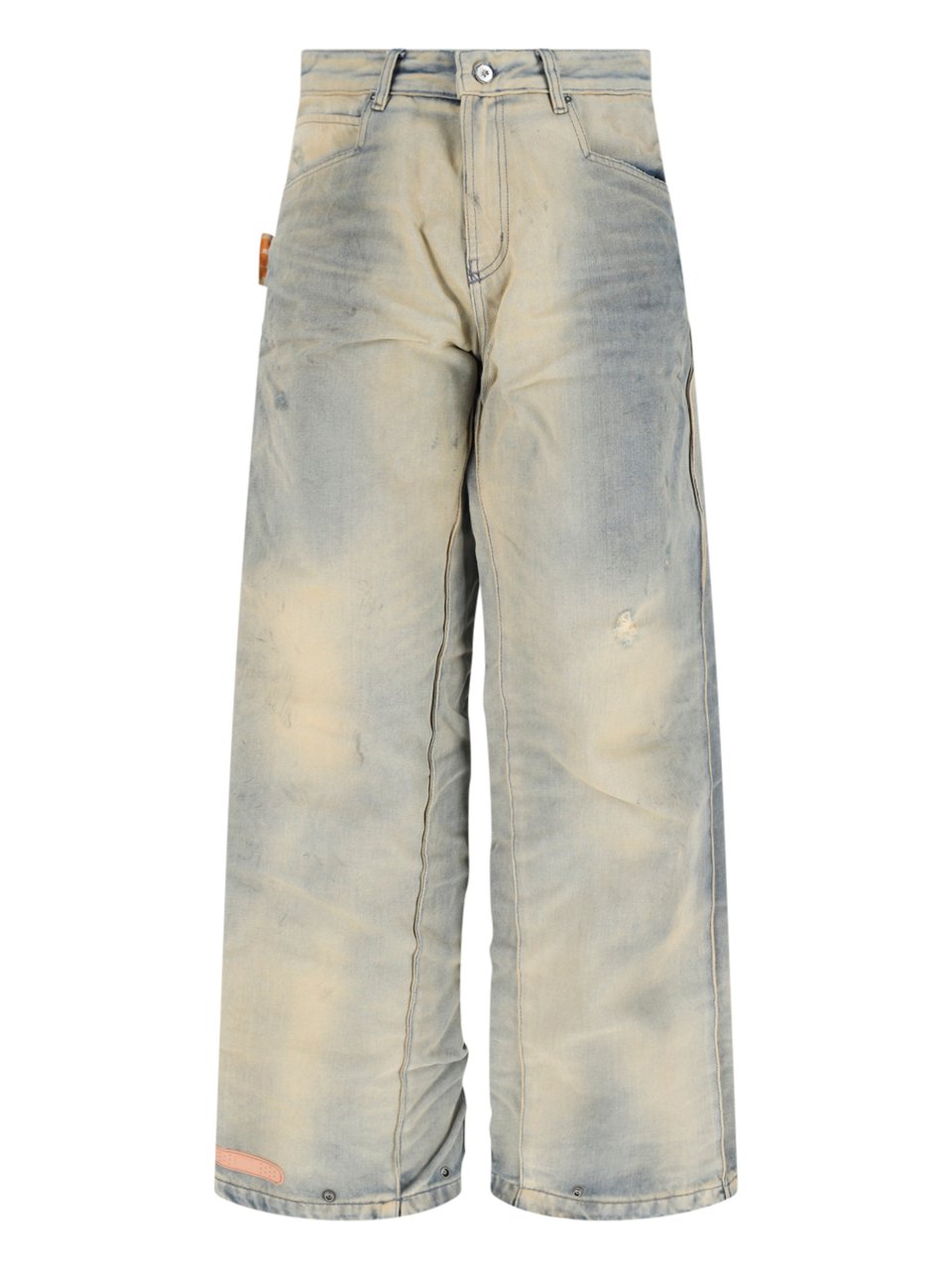 PDF di Domenico Formichetti Beige/Grey Distressed Wide-Leg Denim Jeans Neutraal