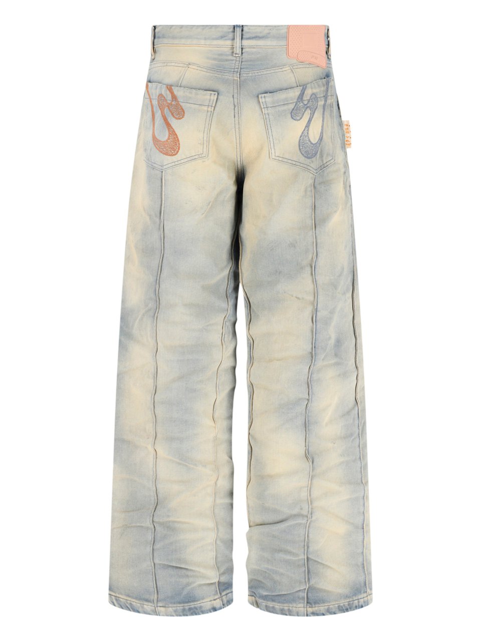 PDF di Domenico Formichetti Beige/Grey Distressed Wide-Leg Denim Jeans Neutraal