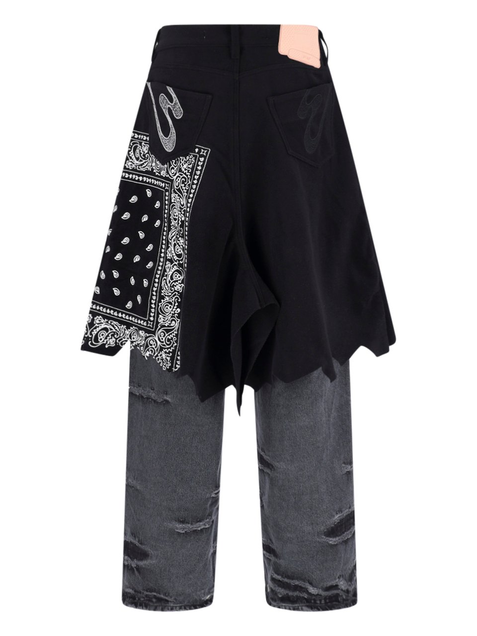 PDF di Domenico Formichetti Grey Layered Paisley Distressed Denim Jeans Zwart