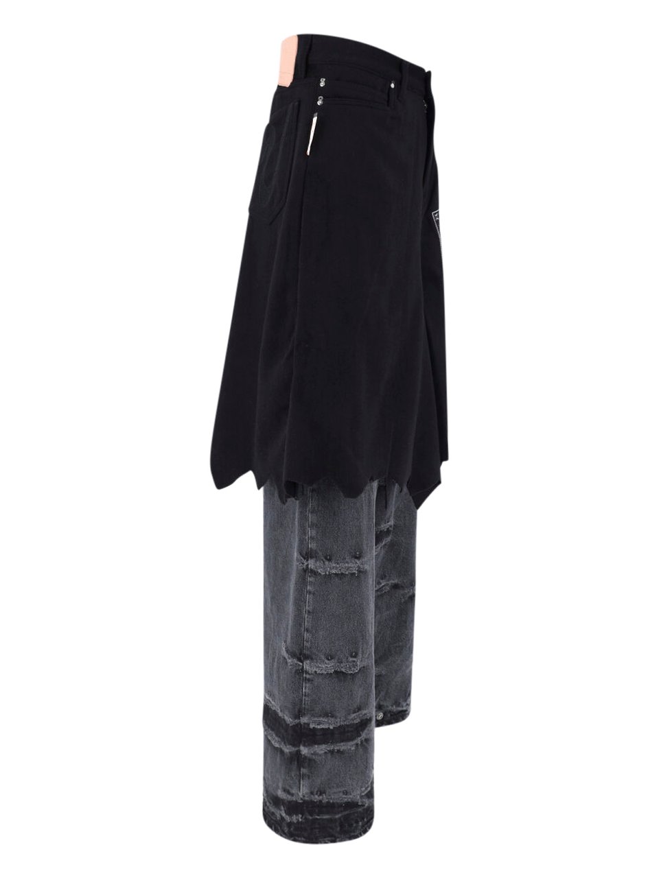 PDF di Domenico Formichetti Grey Layered Paisley Distressed Denim Jeans Zwart