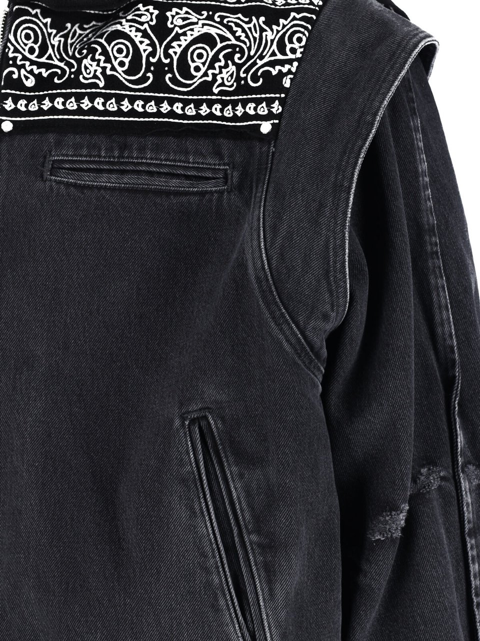 PDF di Domenico Formichetti Black Bandana Print Boxy Denim Jacket Zwart
