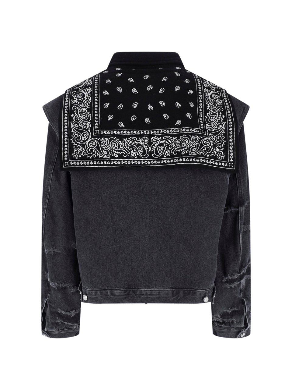 PDF di Domenico Formichetti Black Bandana Print Boxy Denim Jacket Zwart