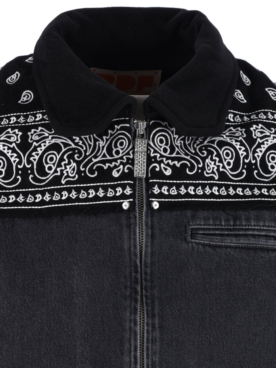 PDF di Domenico Formichetti Black Bandana Print Boxy Denim Jacket Zwart