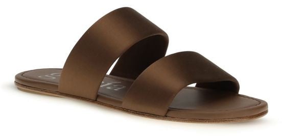Pedro Garcia Pedro García Brown Silk Flat Sandals Bruin