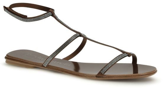 Pedro Garcia Pedro García Brown Calf Leather Bos Taurus Strap-On Sandals Bruin