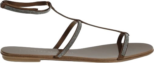 Pedro Garcia Pedro García Brown Calf Leather Bos Taurus Strap-On Sandals Bruin