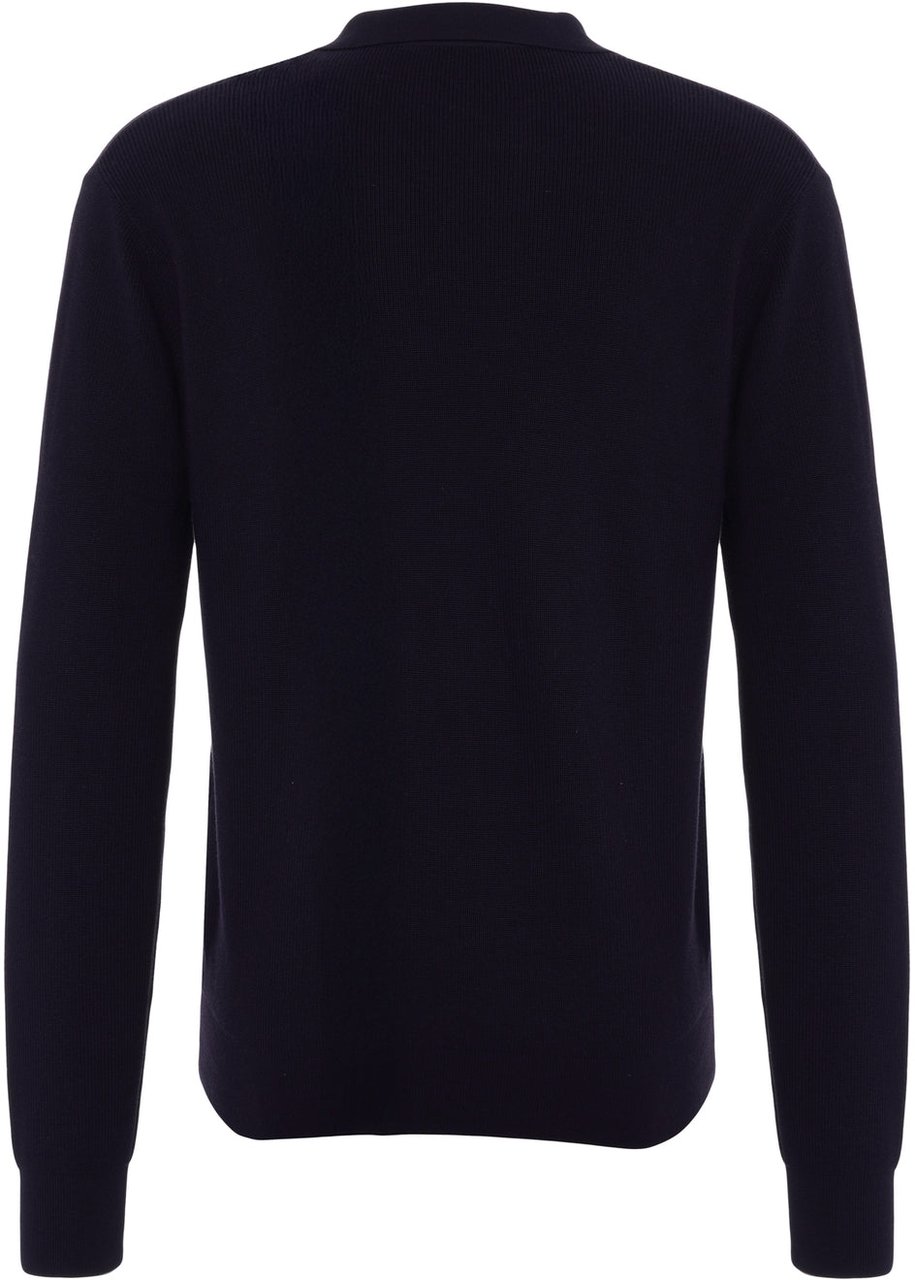 People of Shibuya Long-sleeve skipper polo shirt 'Budou' Blauw