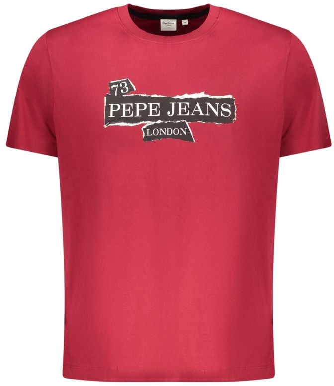 Pepe Jeans Red Cotton Men T-Shirt Rood