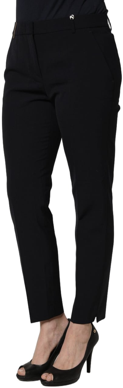 Peserico Black Skinny Mid Waist Chino Women Trouser Pants Zwart