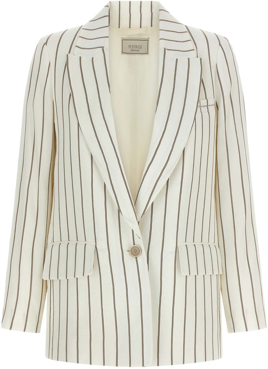 Peserico White Linen Blazer Wit