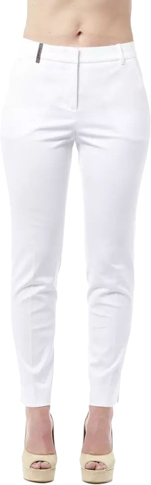 Peserico White Cotton Pants Wit