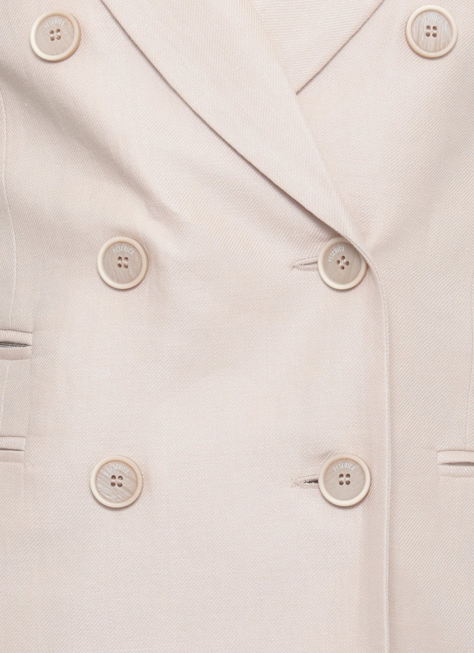 Peserico Beige Linen Double-Breasted Blazer Wit