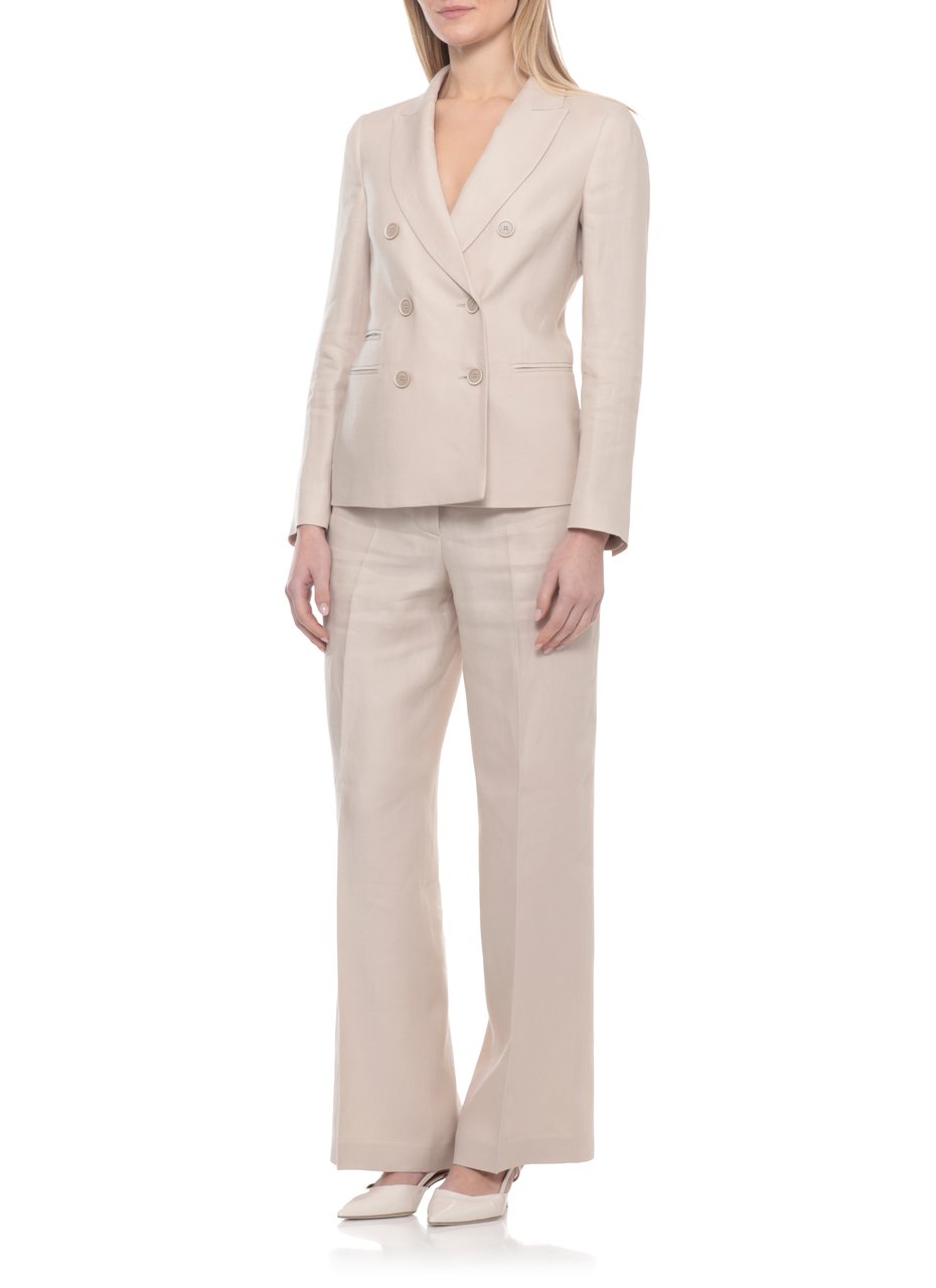 Peserico Beige Linen Double-Breasted Blazer Wit