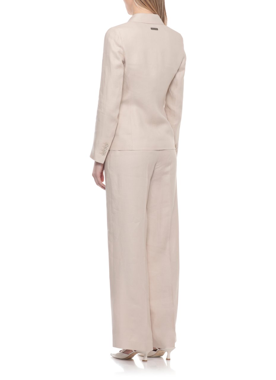 Peserico Beige Linen Double-Breasted Blazer Wit