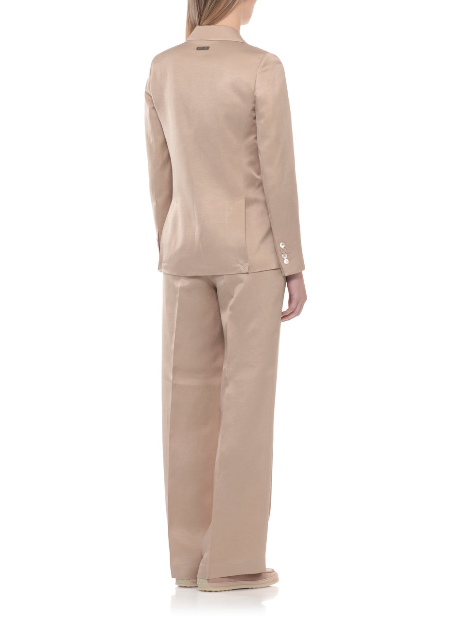 Peserico Beige Viscose-Blend Double-Breasted Blazer Neutraal
