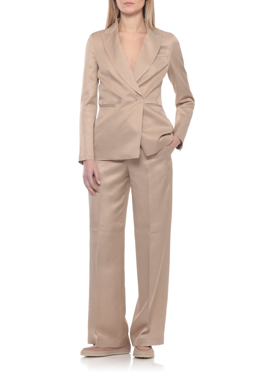 Peserico Beige Viscose-Blend Double-Breasted Blazer Neutraal