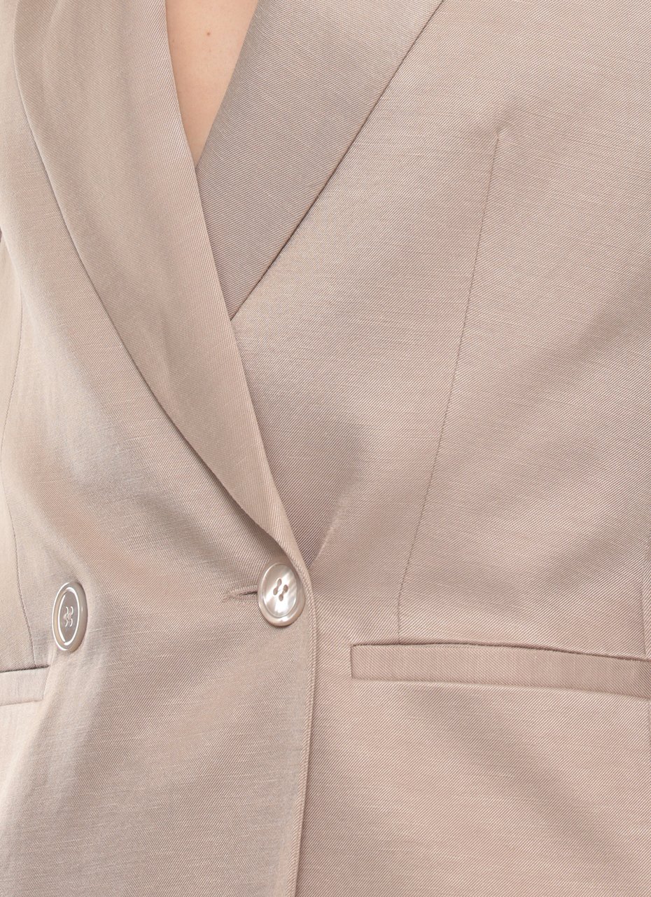 Peserico Beige Viscose-Blend Double-Breasted Blazer Neutraal