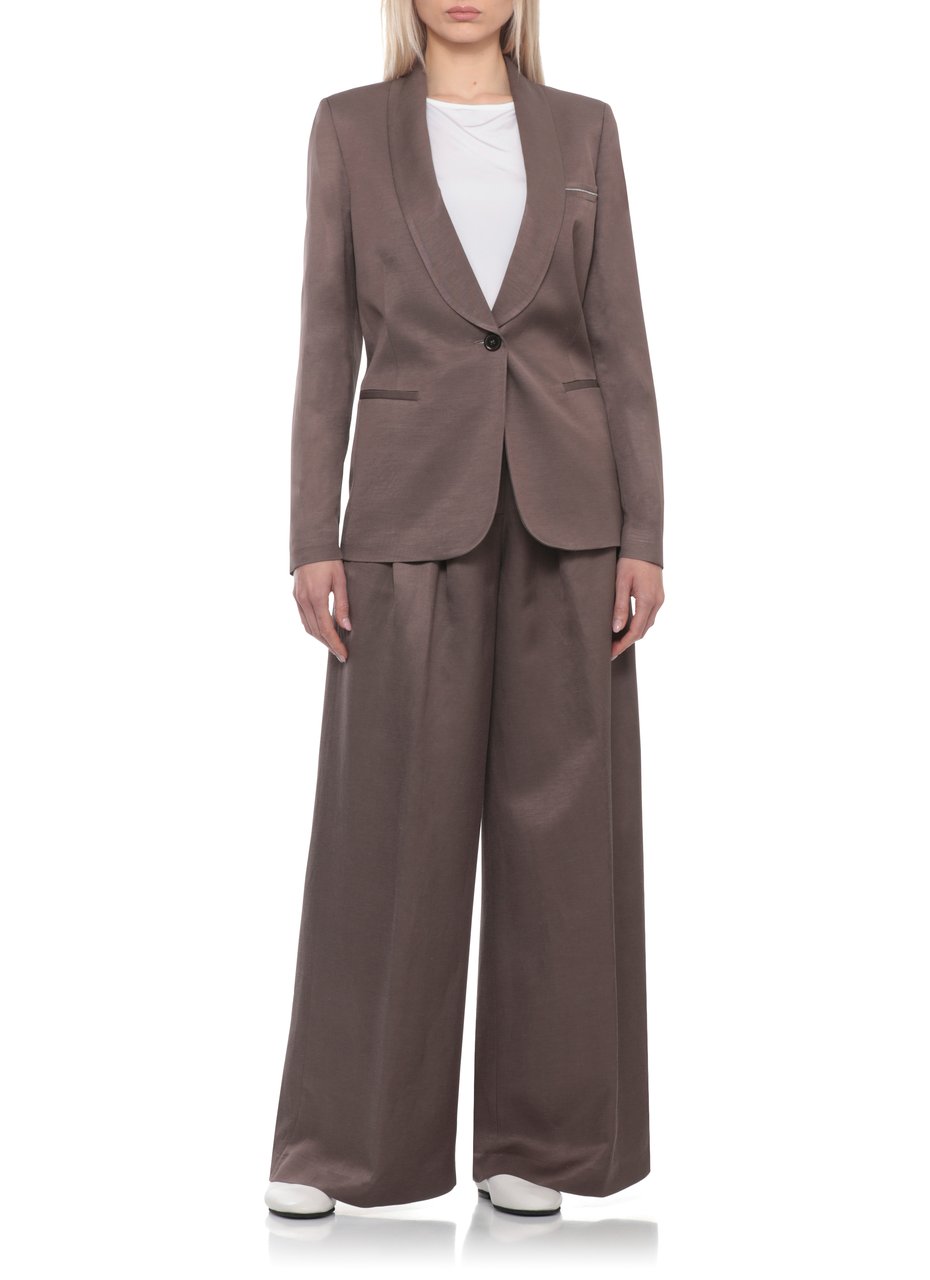 Peserico Brown Viscose Shawl Collar Blazer Grijs