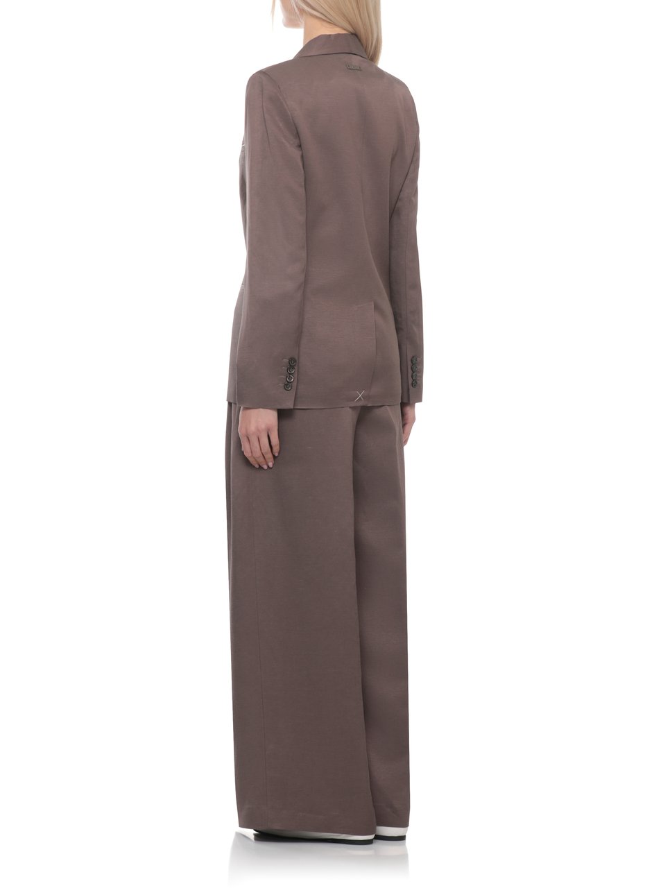 Peserico Brown Viscose Shawl Collar Blazer Grijs