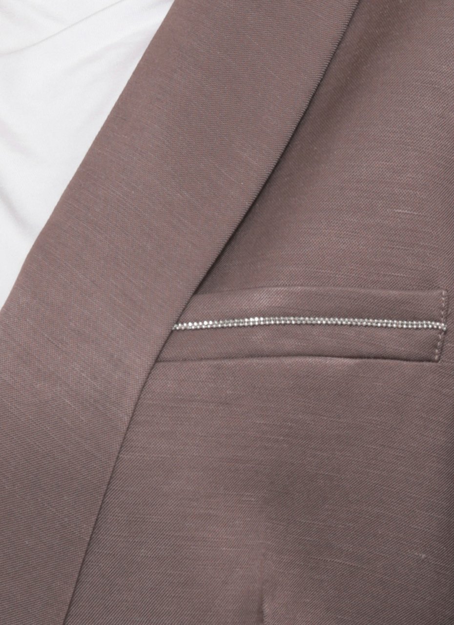 Peserico Brown Viscose Shawl Collar Blazer Grijs