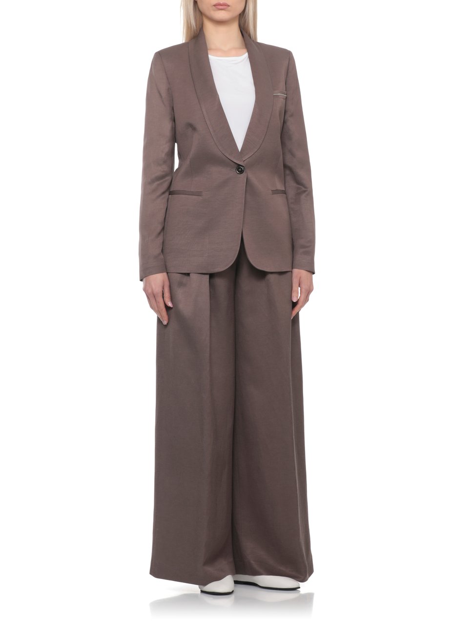 Peserico Brown Viscose Shawl Collar Blazer Grijs