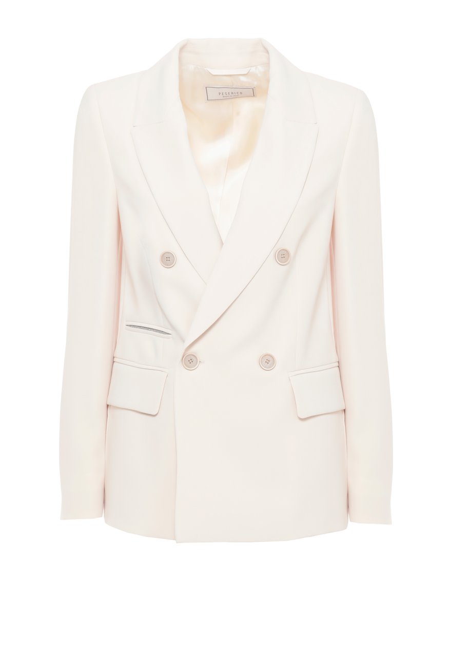 Peserico Beige Double Breasted Blazer Wit