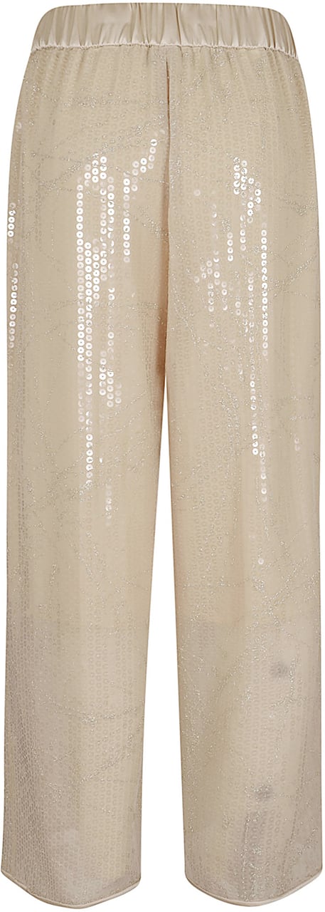 PESERICO PANTALONE GEORGETTE CON RICAMO DI PALLETTE Beige