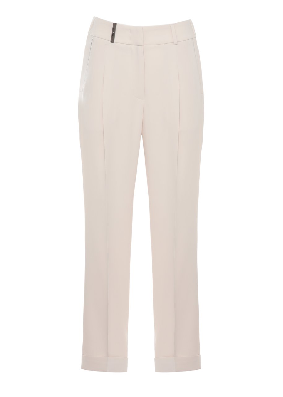 Peserico Beige Embellished Straight-Leg Pants Wit