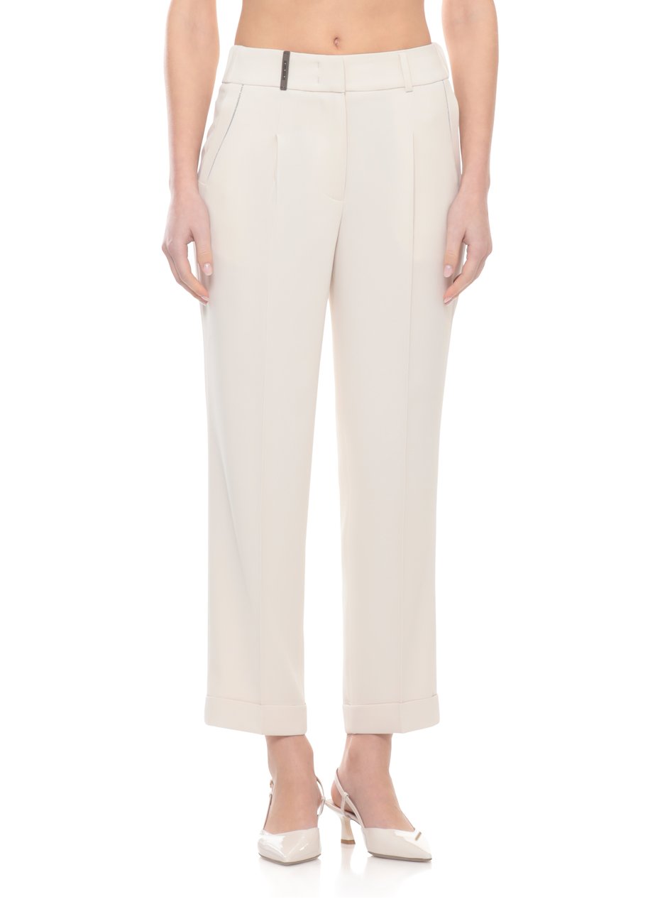 Peserico Beige Embellished Straight-Leg Pants Wit