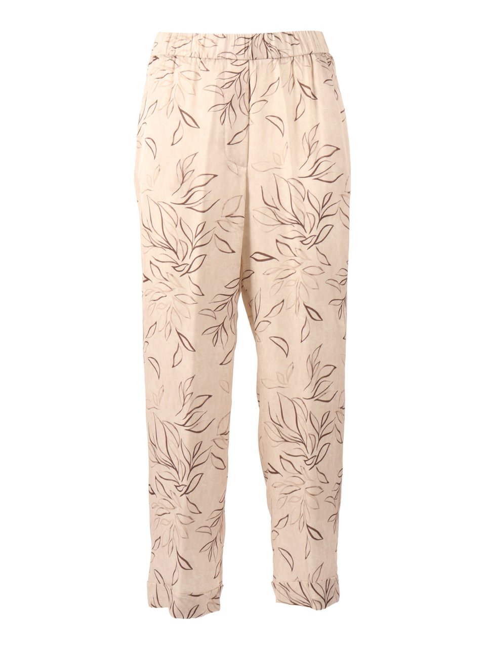 Peserico Woman Trousers Leaf Pattern Straight-Leg Pants Neutraal