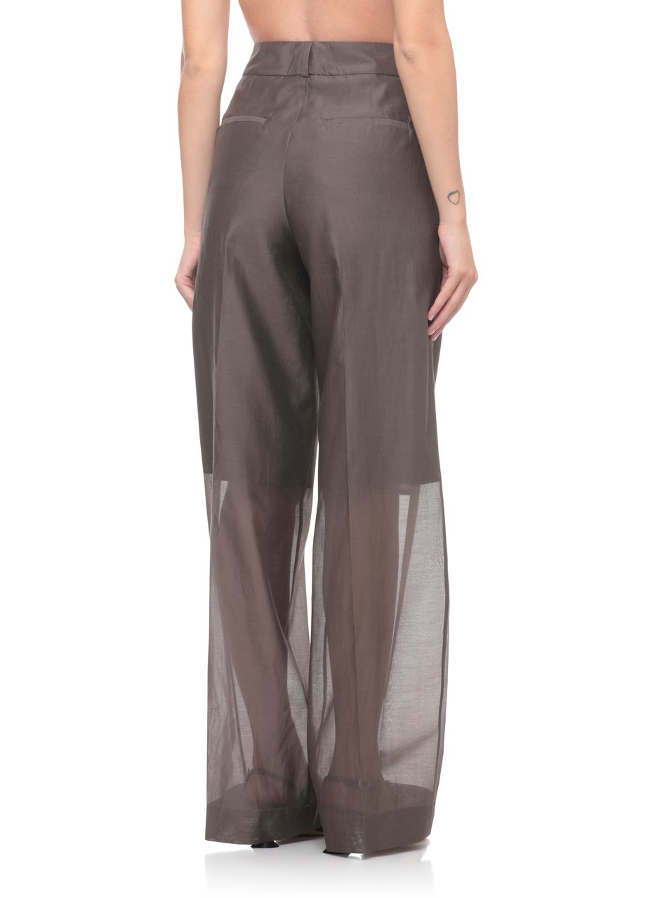 Peserico Brown Cotton-Silk Straight-Leg Pants Grijs