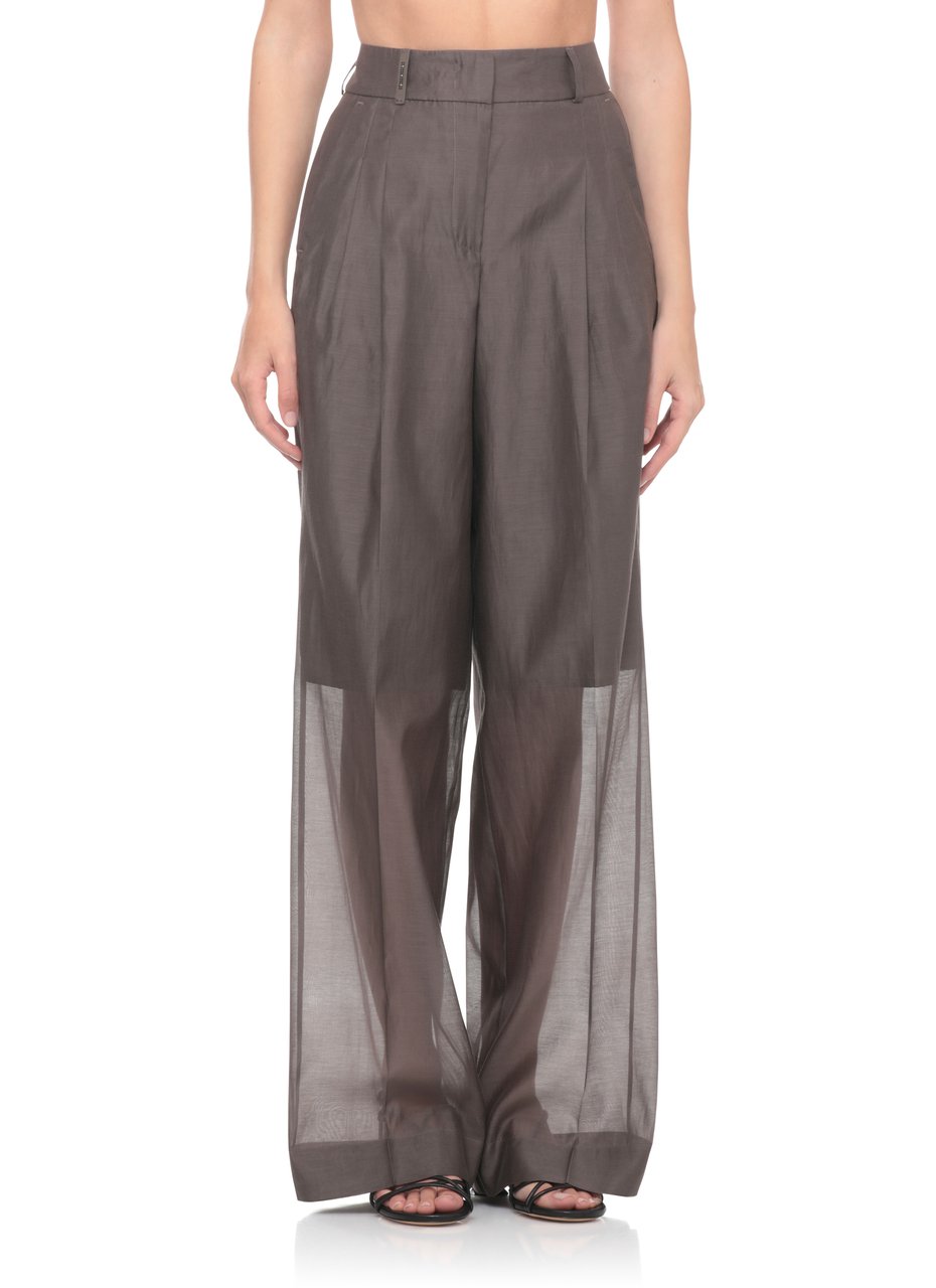 Peserico Brown Cotton-Silk Straight-Leg Pants Grijs