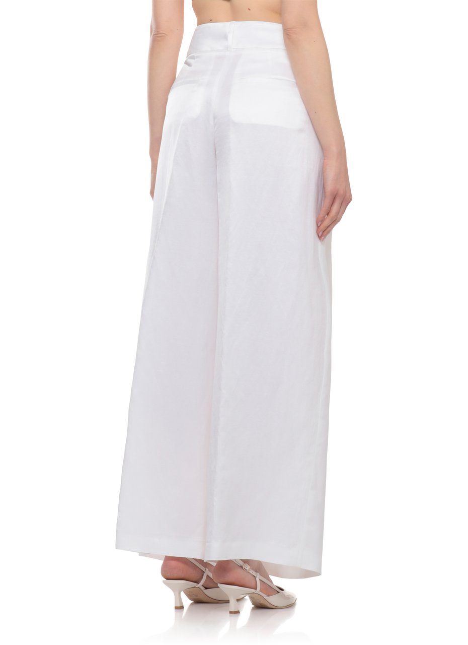 Peserico Ivory Viscose-Linen Wide-Leg Pants Wit