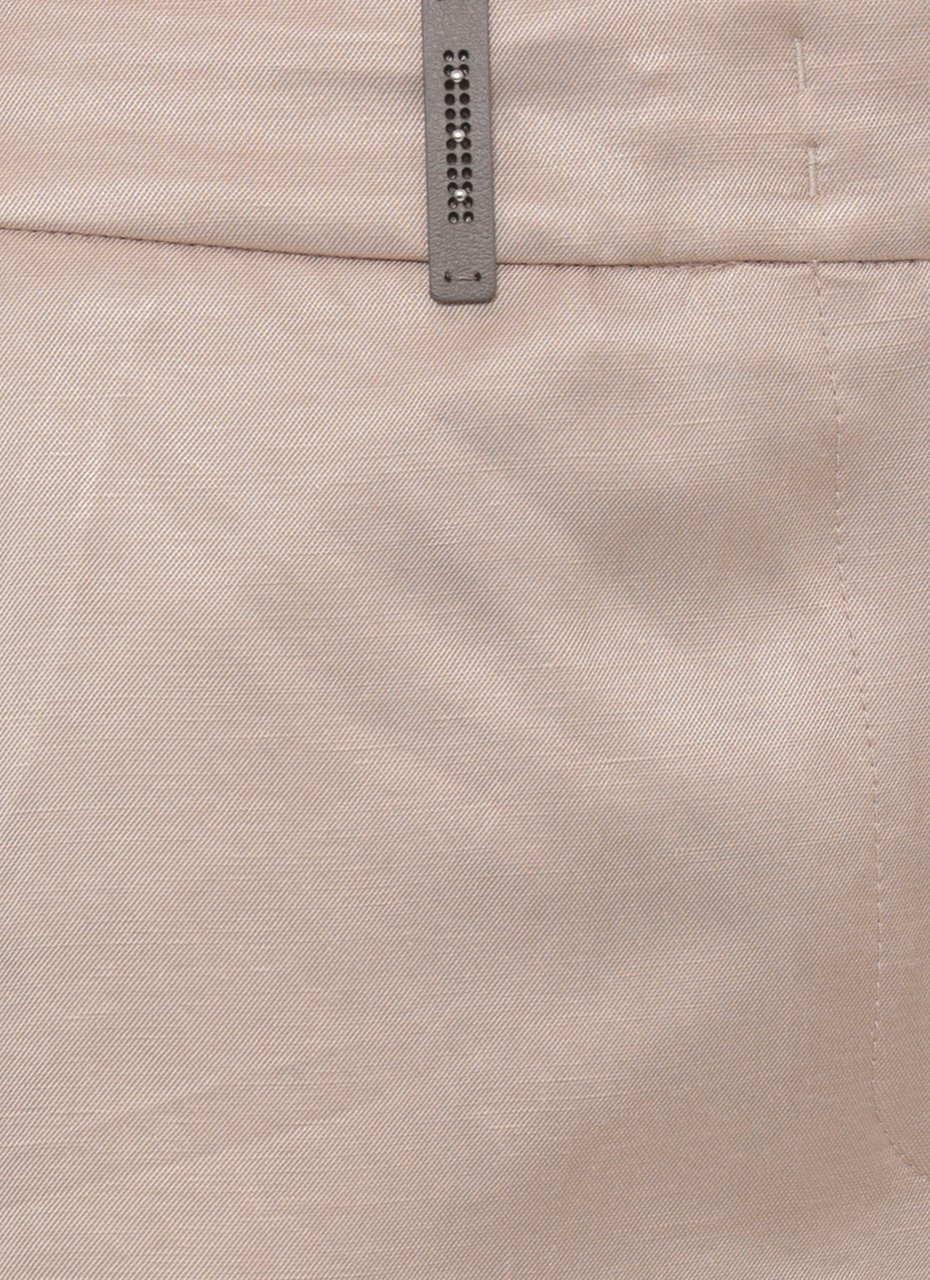 Peserico Brown Linen Straight-Leg Pants Roze