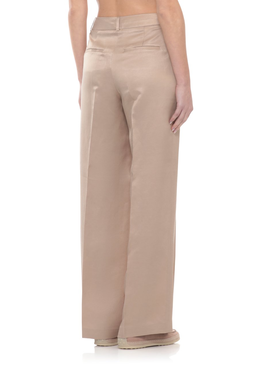 Peserico Brown Linen Straight-Leg Pants Roze