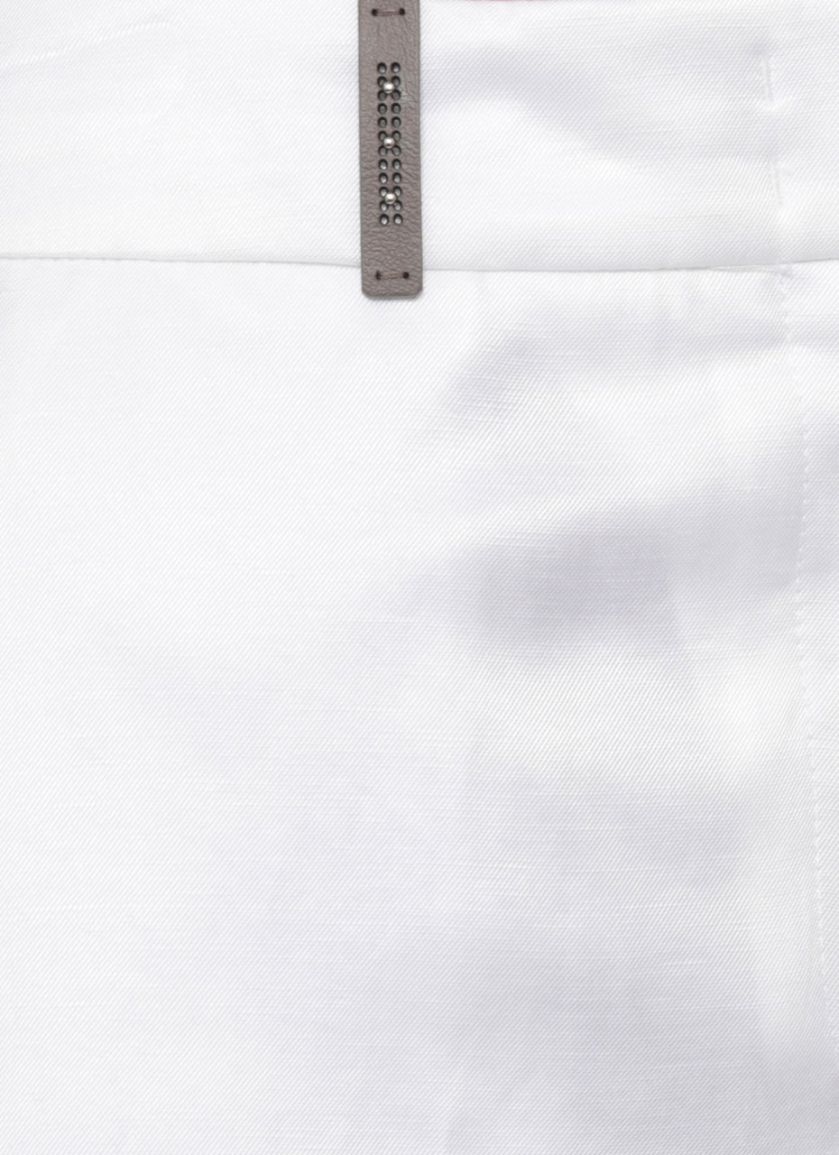 Peserico Ivory Linen Straight-Leg Pants Rood