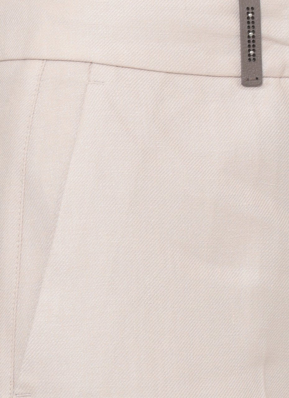 Peserico Beige Linen Straight-Leg Pants Grijs