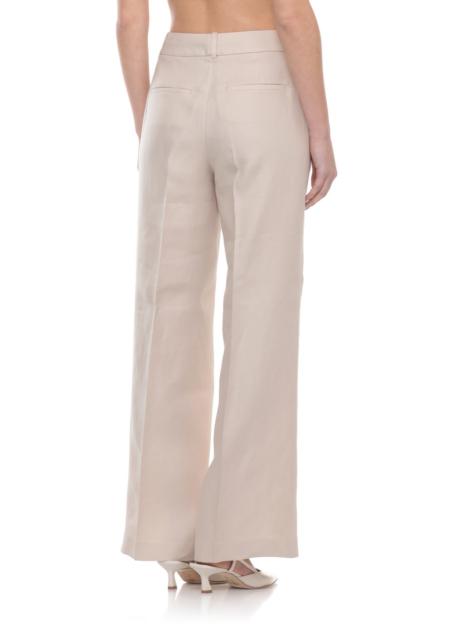 Peserico Beige Linen Straight-Leg Pants Grijs
