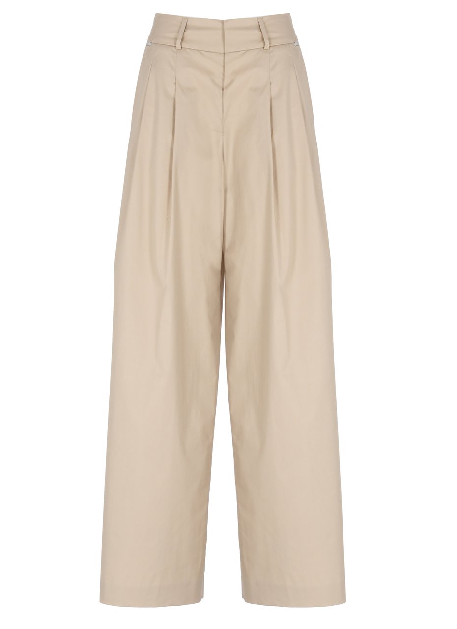 Peserico Beige Light Point Cotton Pants Neutraal