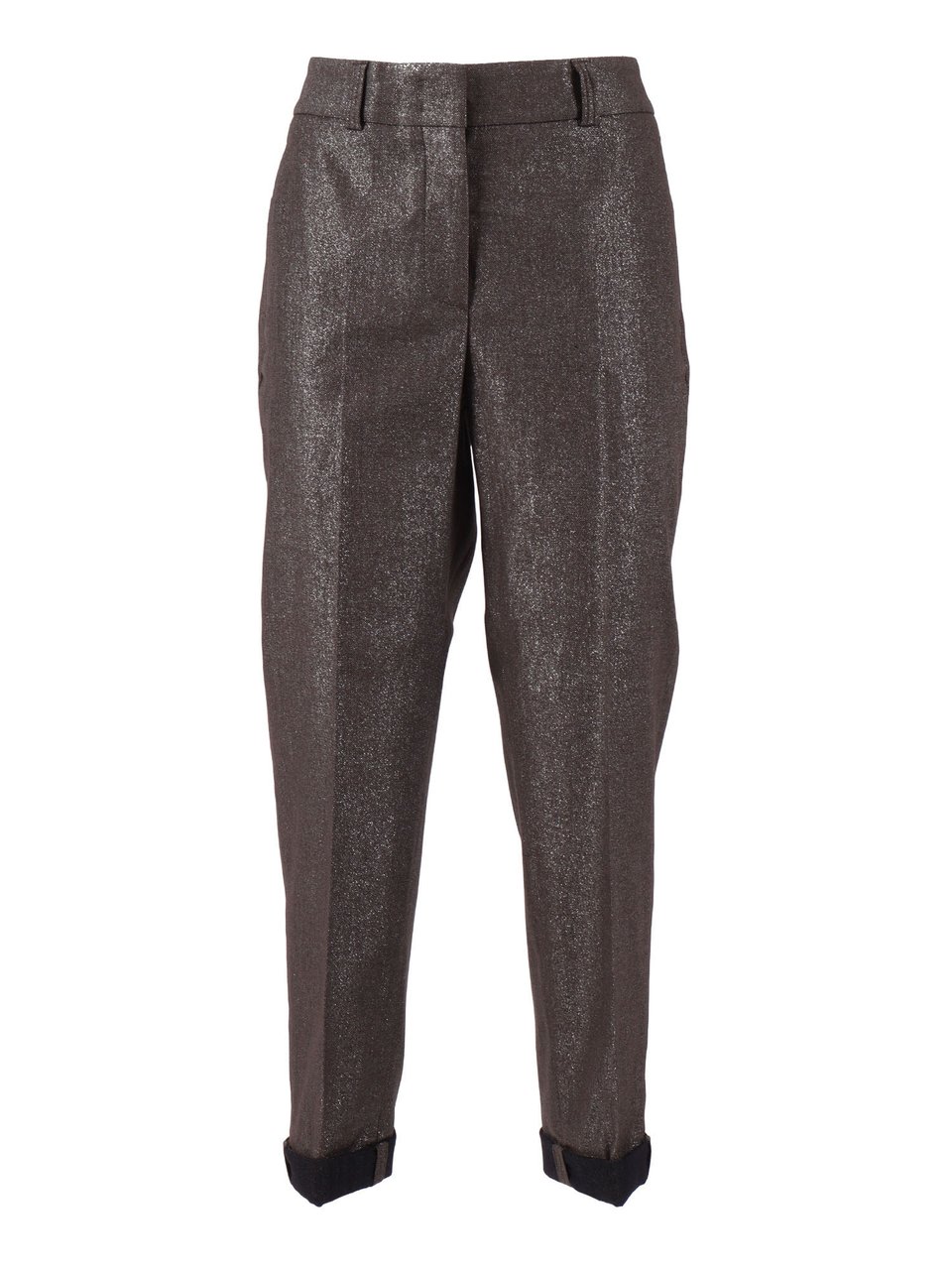 Peserico Woman Trousers Metallic Straight-Leg Pants Grijs