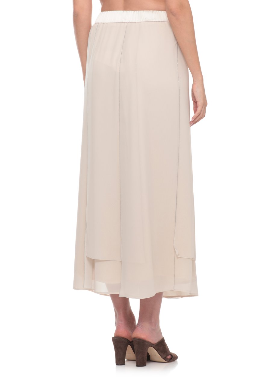 Peserico Ivory Midi Skirt With Volant Layers And Light Point Embellishments Grijs