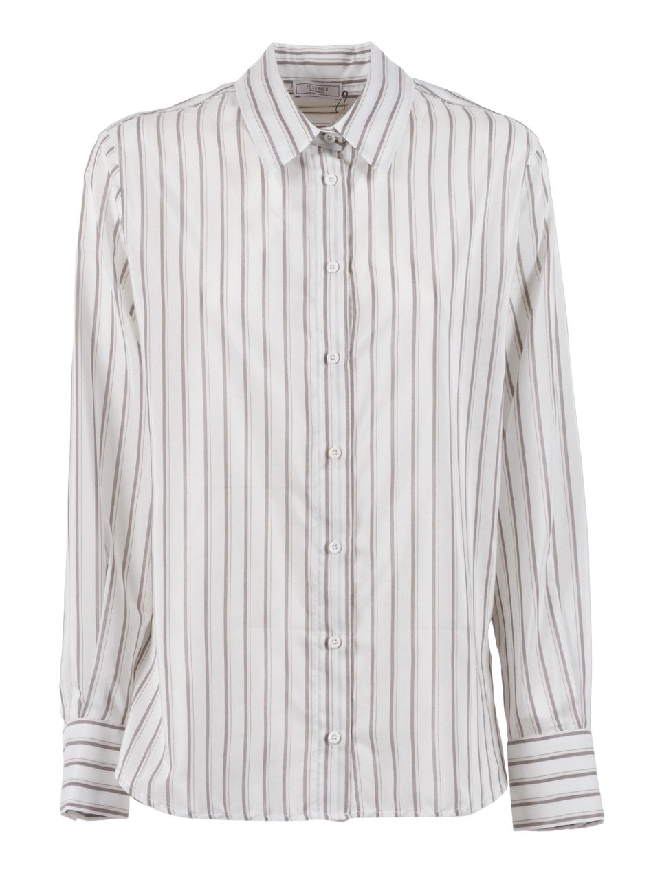 Peserico Blouse Striped Wide Cuff Blouse Wit