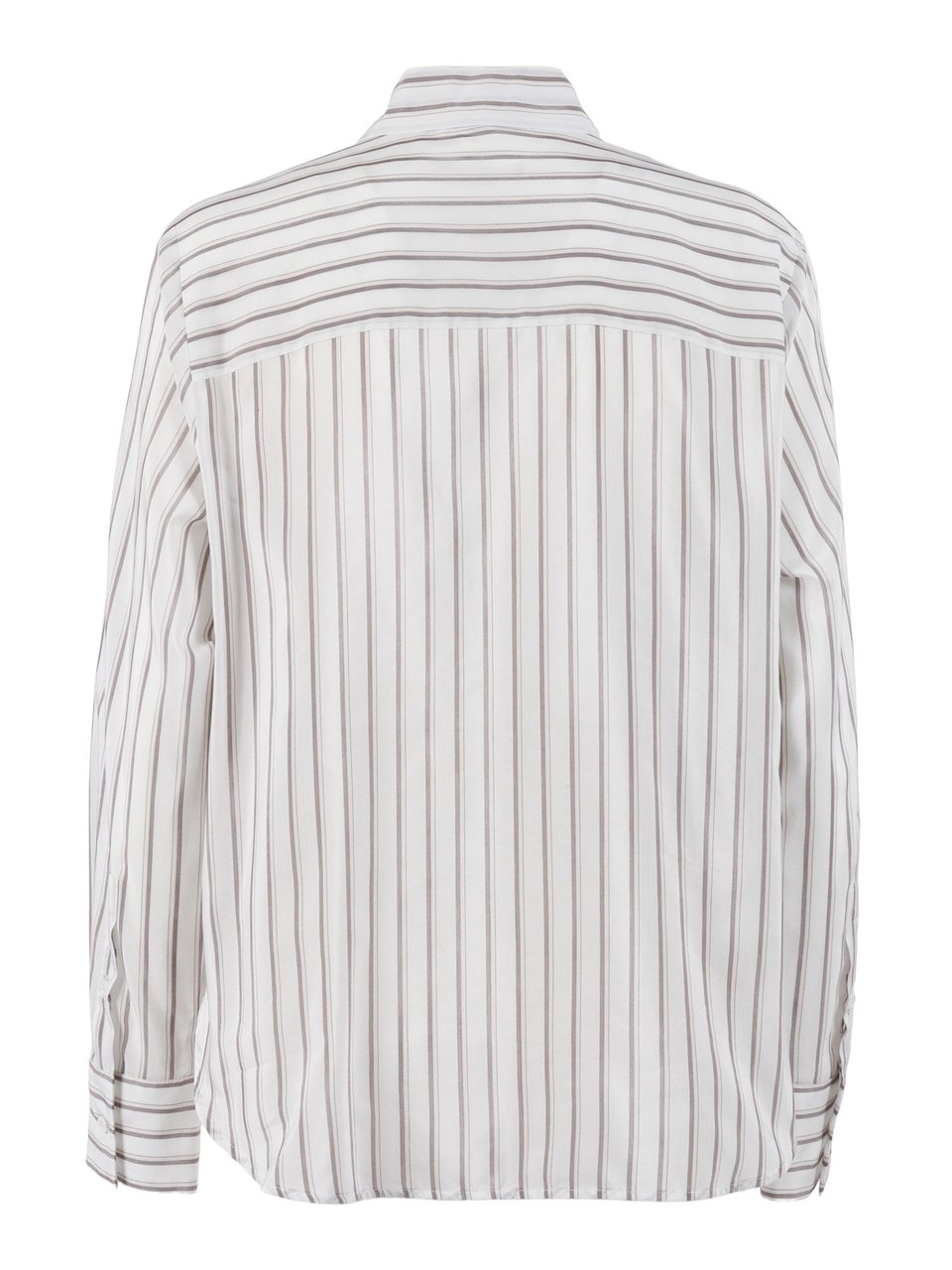 Peserico Blouse Striped Wide Cuff Blouse Wit