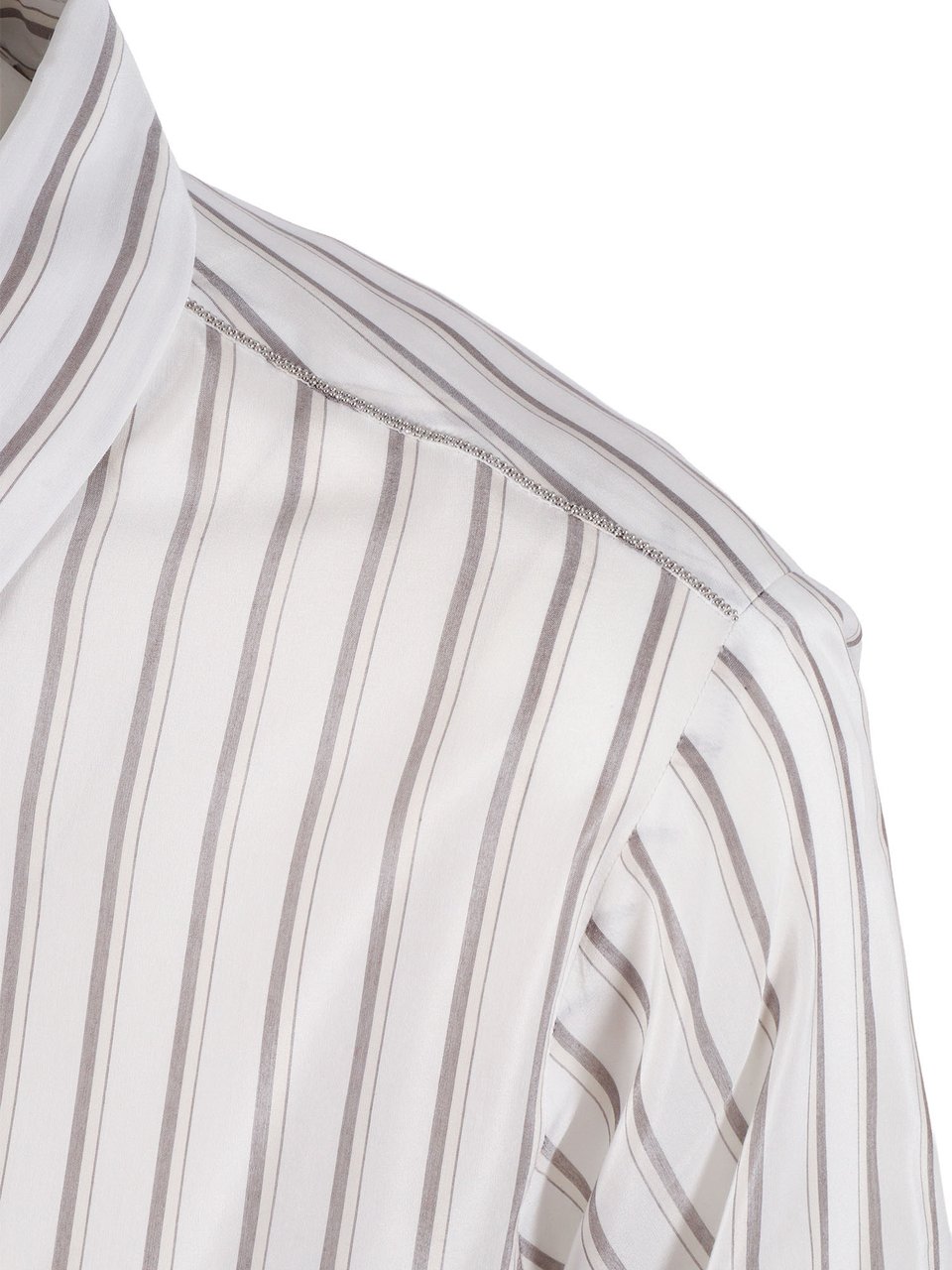 Peserico Blouse Striped Wide Cuff Blouse Wit