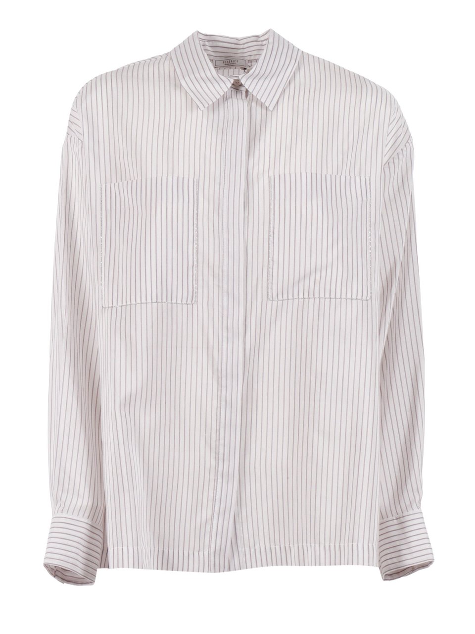 Peserico Blouse Pinstripe Classic Blouse Wit