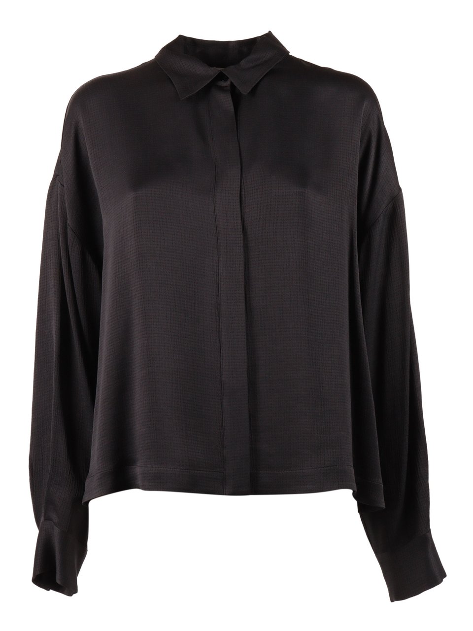 Peserico Black Blouse Boxy Collar Blouse Zwart