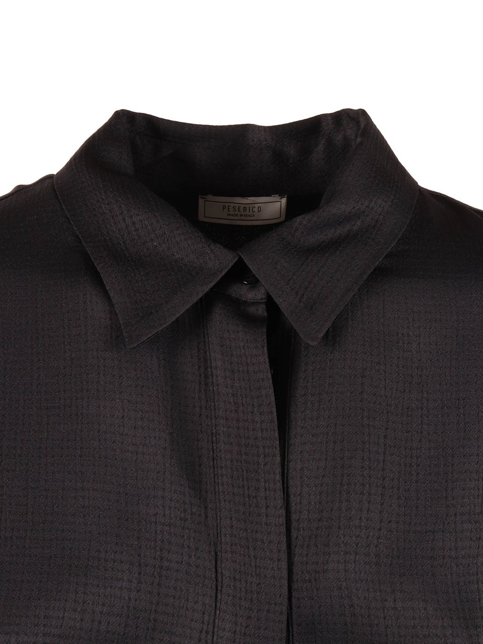 Peserico Black Blouse Boxy Collar Blouse Zwart