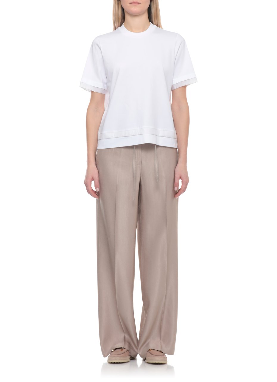 Peserico White Cotton Embellished T-Shirt Wit