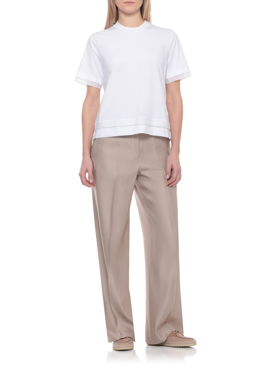 Peserico White Cotton Embellished T-Shirt Wit